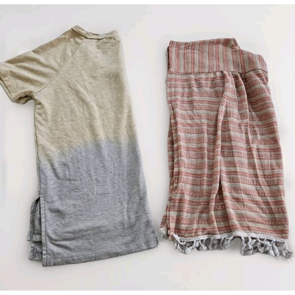 Top Womens M Lot of 2 Bobeau Anthropologie Maronie Multicolor SS Stripes Boho - Picture 16 of 16